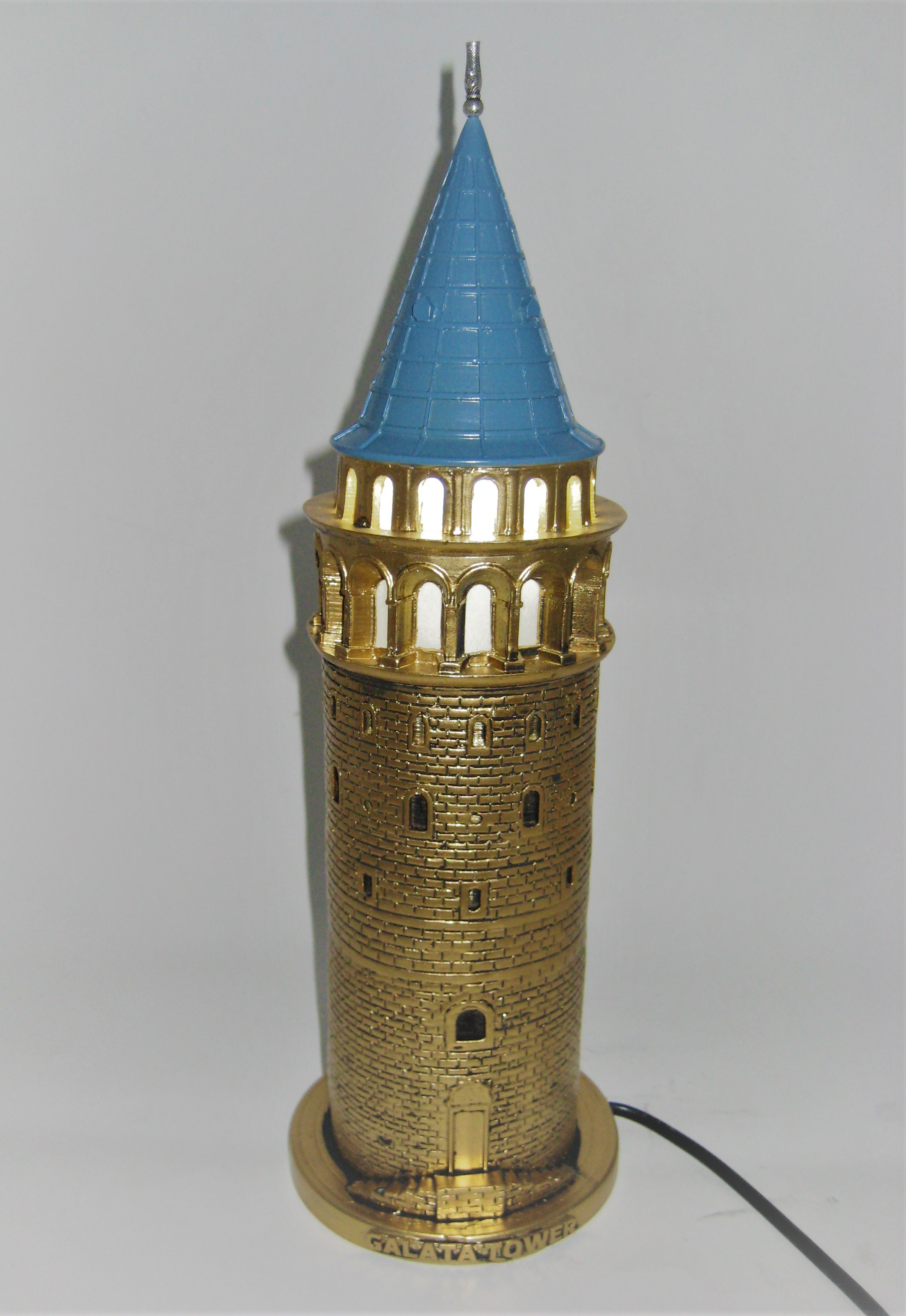 Galata Kulesi Biblo Lamba 41cm Altın